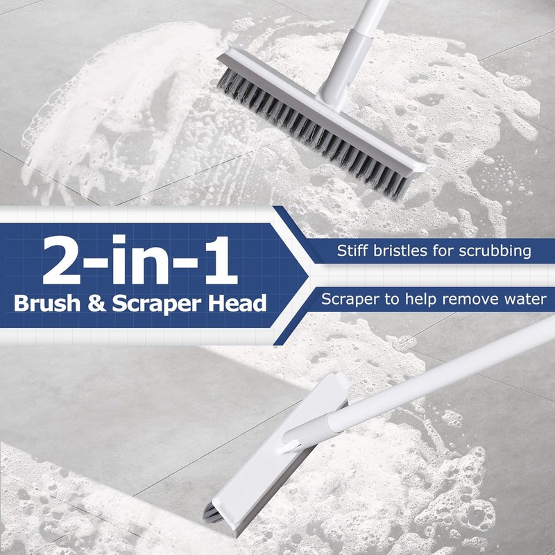 IVYROLL Grout Brush with Long Handle, Floor Cleaning Scrubber with Stiff Bristles for Tile Line, Shower, Crevice, Bathroom, Kitchen and Hard-to-Reach Corners - Image 2